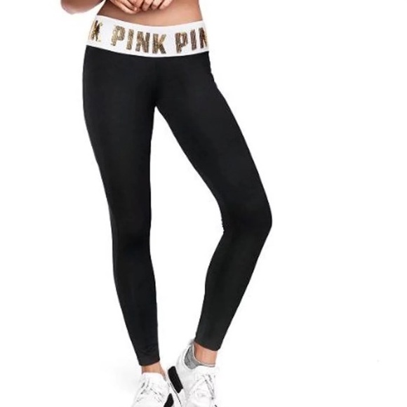 victoria's secret pink sequin leggings